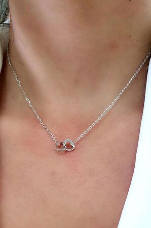 Zirkon Tasli 925ayar Gümüş İtalyan Kalpli Sevgi Bağı kolye