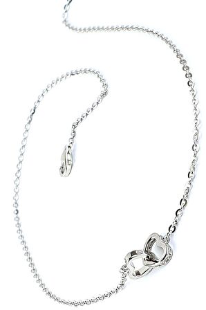 Zirkon Tasli 925ayar Gümüş İtalyan Kalpli Sevgi Bağı kolye