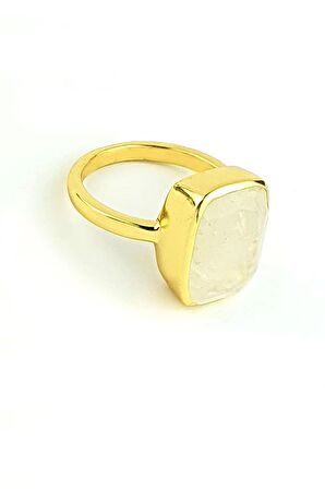 Ay taşı 925ayar Gümüş üzerine Altın kaplama tasarım Doğal Taş yüzük 