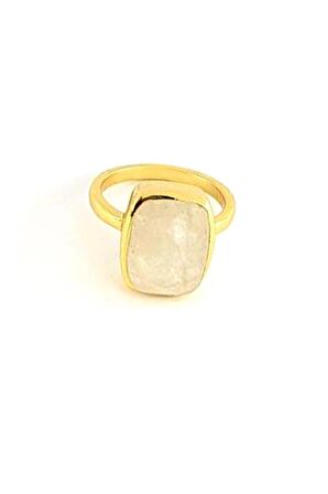 Ay taşı 925ayar Gümüş üzerine Altın kaplama tasarım Doğal Taş yüzük 