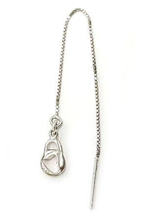 Kilit Figürlü İtalyan Tasarımı Gümüş Zincir Tek Küpe