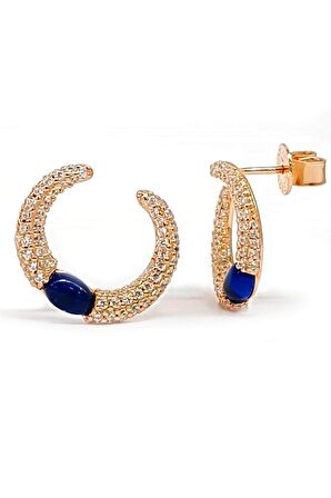 İtalyan Tasarımı Lacivert Zirkon Taşlı Küpe