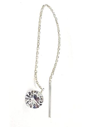Swarovski Taşlı 925 Ayar Gümüş Zincir Tek Küpe