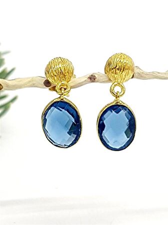 Doğal Zirkon Taşlı Gumus Küpe