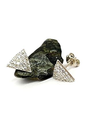 Üçgen Figürlü Gümüş Küpe