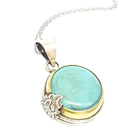 Tasarım Turkuaz Taşlı Gümüş Kolye