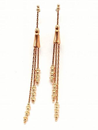 Özel Tasarım 925 Ayar Gümüş Rose Altın Kaplamalı Küpe