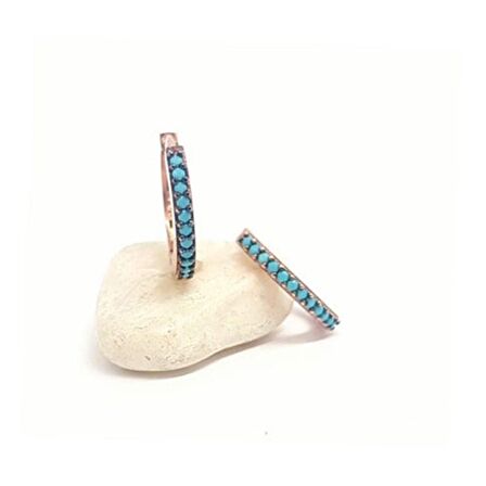 turkuaz taşlı gümüş halka küpe