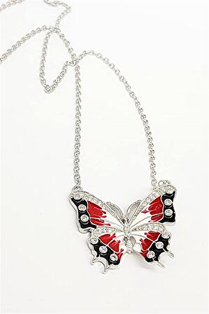 kelebek figürlü mine işçilikli gümüş trend kolye 