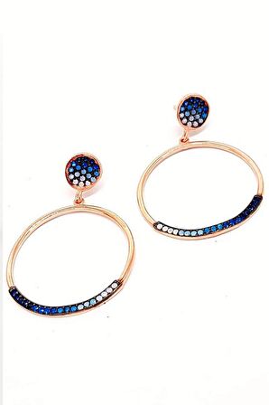 gümüş üzerine rose altın kaplama trend küpe