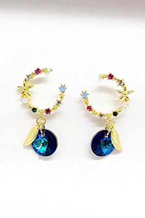 swarovski taşlı gümüş bayan küpe
