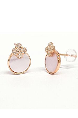 sedef ve zirkon taşlı trend gümüş küpe