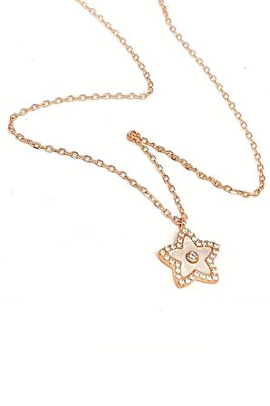 Sedef ve Zirkon Taşlı Yıldızlı Gümüş Kolye