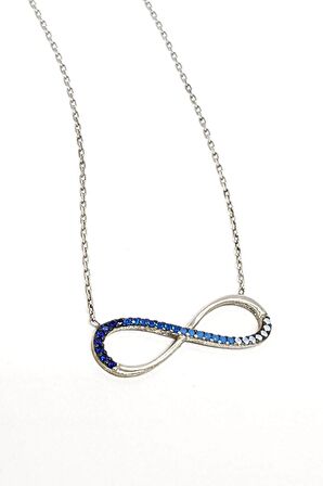 Sonsuzluk Figürlü Nano Taşlı Gümüş Kadın Kolye 