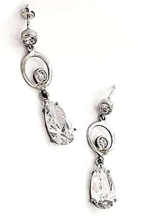 Zirkon Taşlı Şık Gümüş Küpe