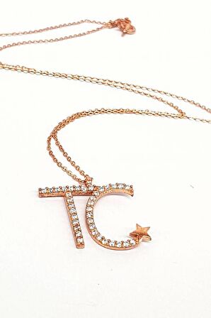 TC Yazılı gümüş zirkon taşlı kolye 