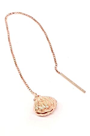 Rose Deniz Kabuğu Gümüş Zincir tek  Küpe 