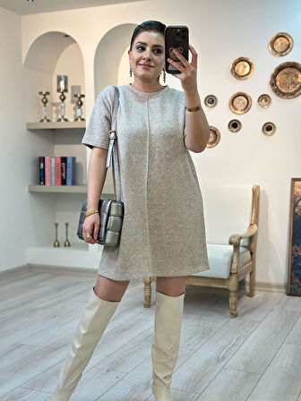 Simli Triko Elbise BEJ