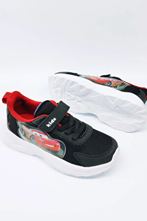 Kidx RF2340 Cars Sneaker Extra Light Ortopedik Erkek Günlük Çocuk Spor Ayakkabı Siyah Kırmızı