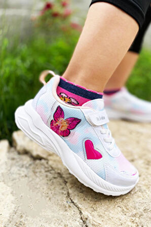 Kidx RF2340 Princess Sneaker Extra Light Ortopedik Kız Günlük Çocuk Spor Ayakkabı Pembe Beyaz