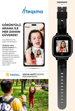 TEQSMA S25 Uz Akıllı Çocuk Saati- Sos, Gps Takibi, Görüntülü Görüşme, Btk Onaylı, Su Geçirmez 24 Ay