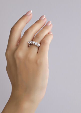 Nar-in Altın Mücevherat Beştaş Beyaz Altın Yüzük 087