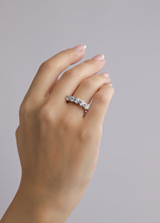 Nar-in Altın Mücevherat Beştaş Beyaz Altın Yüzük 088