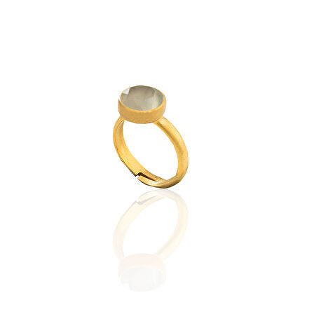 Kadir Jewellery 22 Ayar Altın Kaplama Zirkon Taşlı Kadın Minimal Yüzük