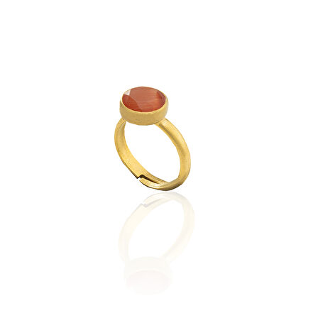 Kadir Jewellery 22 Ayar Altın Kaplama Zirkon Taşlı Kadın Minimal Yüzük