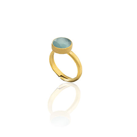Kadir Jewellery 22 Ayar Altın Kaplama Zirkon Taşlı Kadın Minimal Yüzük