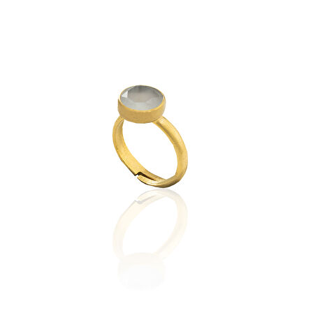 Kadir Jewellery 22 Ayar Altın Kaplama Zirkon Taşlı Kadın Minimal Yüzük