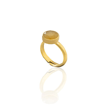 Kadir Jewellery 22 Ayar Altın Kaplama Zirkon Taşlı Kadın Minimal Yüzük