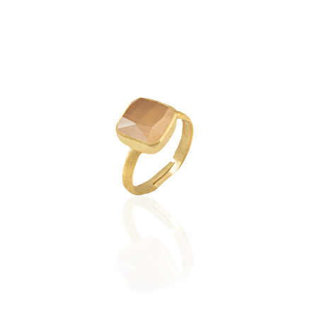 Kadir Jewellery 22 Ayar Altın Kaplama Zirkon Taşlı Kadın Minimal Yüzük