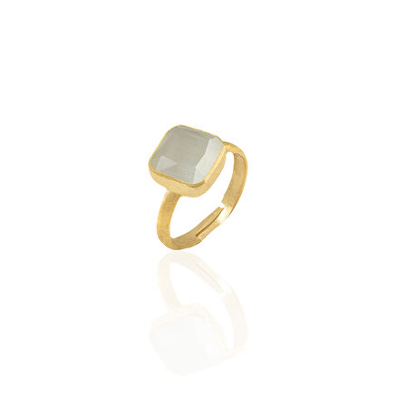 Kadir Jewellery 22 Ayar Altın Kaplama Zirkon Taşlı Kadın Minimal Yüzük