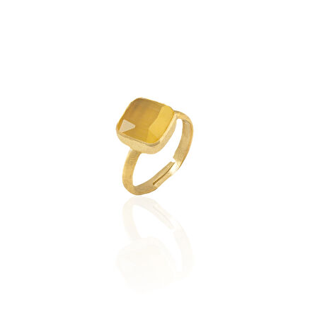 Kadir Jewellery 22 Ayar Altın Kaplama Zirkon Taşlı Kadın Minimal Yüzük