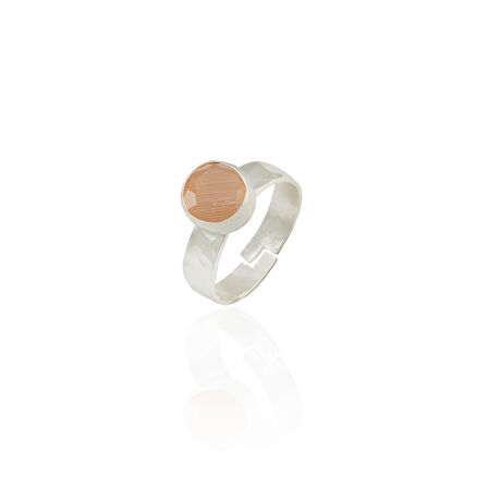 Kadir Jewellery 925 Ayar Gümüş Kaplama Zirkon Taşlı Ayarlanabilir Kadın Minimal Yüzük