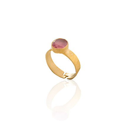 Kadir Jewellery 22 Ayar Altın Kaplama Zirkon Taşlı Kadın Minimal Yüzük