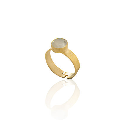Kadir Jewellery 22 Ayar Altın Kaplama Zirkon Taşlı Kadın Minimal Yüzük