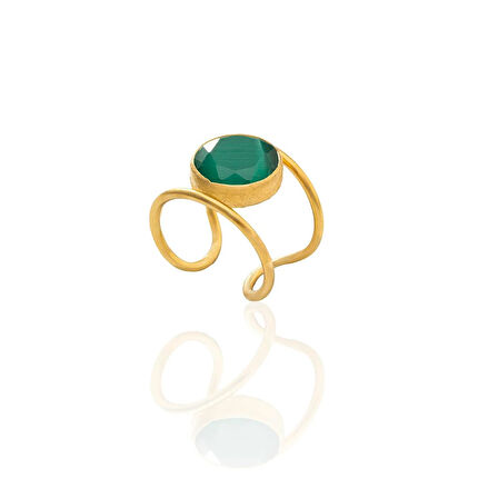 Kadir Jewellery 22 Ayar Altın Kaplama Kadın Zirkon Taşlı Yüzük