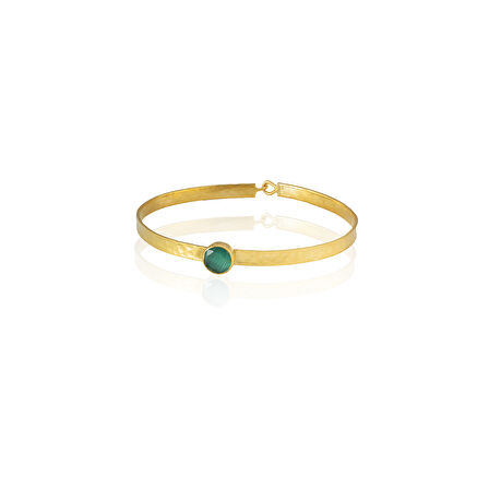 Kadir Jewellery 22 Ayar Altın Kaplama El İşçiliği Zirkon Taşlı Kadın Kelepçe Bilezik