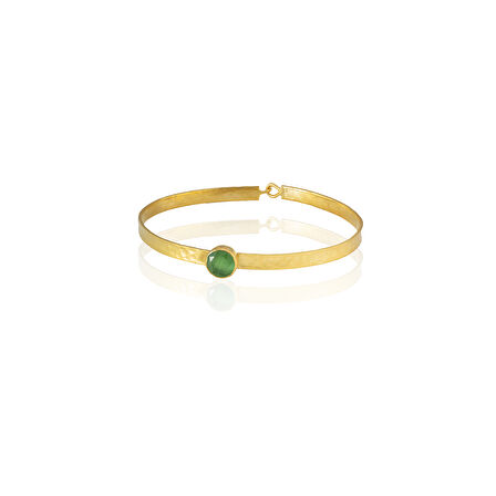 Kadir Jewellery 22 Ayar Altın Kaplama El İşçiliği Zirkon Taşlı Kadın Kelepçe Bilezik