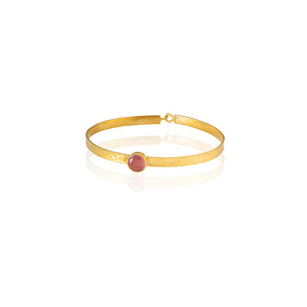 Kadir Jewellery 22 Ayar Altın Kaplama El İşçiliği Zirkon Taşlı Kadın Kelepçe Bilezik