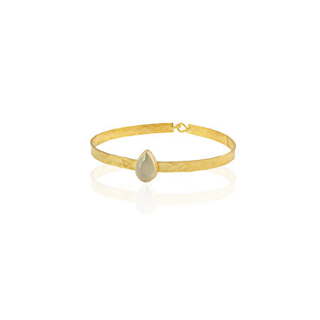 Kadir Jewellery 22 Ayar Altın Kaplama El İşçiliği Zirkon Taşlı Kadın Kelepçe Bilezik