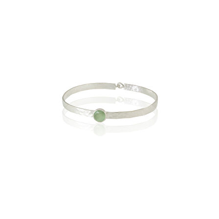Kadir Jewellery 925 Ayar Gümüş Kaplama El İşçiliği Zirkon Taşlı Kadın Kelepçe Bilezik