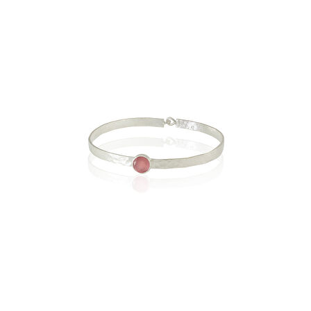Kadir Jewellery 925 Ayar Gümüş Kaplama El İşçiliği Zirkon Taşlı Kadın Kelepçe Bilezik