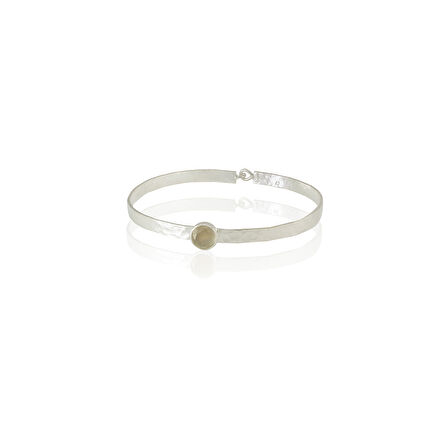 Kadir Jewellery 925 Ayar Gümüş Kaplama El İşçiliği Zirkon Taşlı Kadın Kelepçe Bilezik