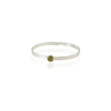 Kadir Jewellery 925 Ayar Gümüş Kaplama El İşçiliği Zirkon Taşlı Kadın Kelepçe Bilezik