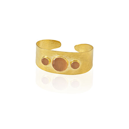 Kadir Jewellery 22 Ayar Altın Kaplama El İşçiliği Zirkon Taşlı Kadın Kelepçe Bilezik