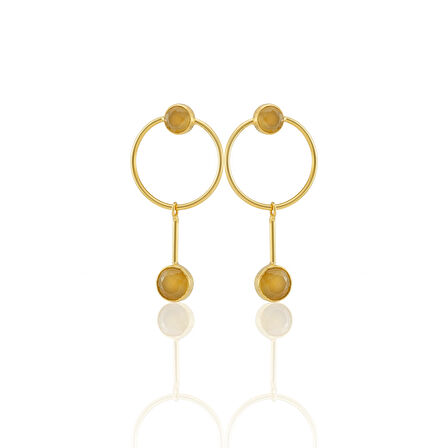 Kadir Jewellery 22 Ayar Altın Kaplama Kadın Sallantılı Küpe -El İşçiliği Ve Hipoalerjenik Küpe