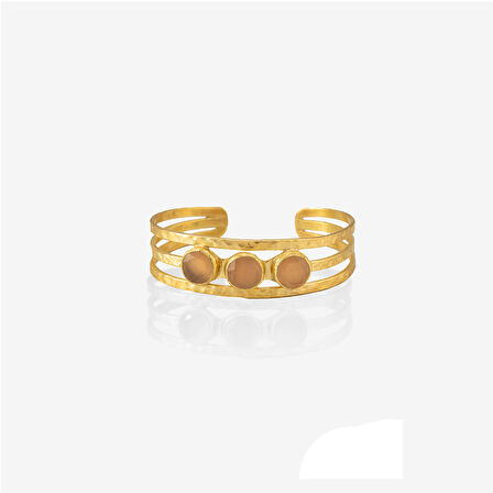 Kadir Jewellery 22 Ayar Altın Kaplama El İşçiliği Zirkon Taşlı Kadın Kaburga Bilezik